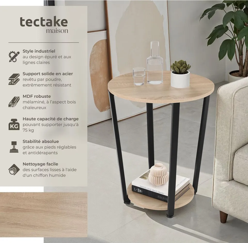 Table d'appoint stable SWINDON pour petits espaces bois et métal - 2