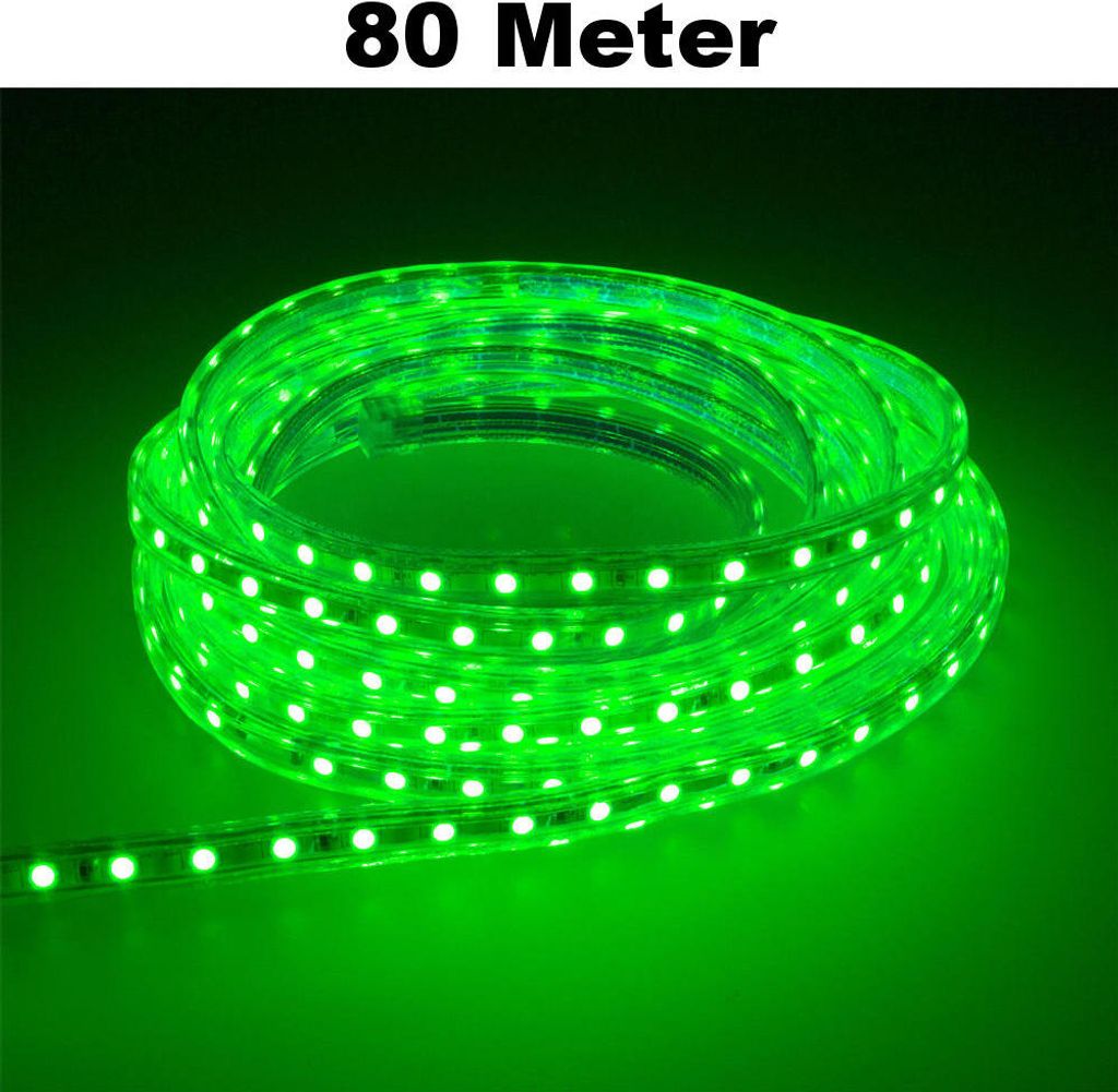 Leuchtstreifen SMD2835 60 LED/Meter LED Strip Stripe Lichtleiste Lichterkette Lichtband Lichtstreifen Band Grün 80 Meter Länge Komplett Set