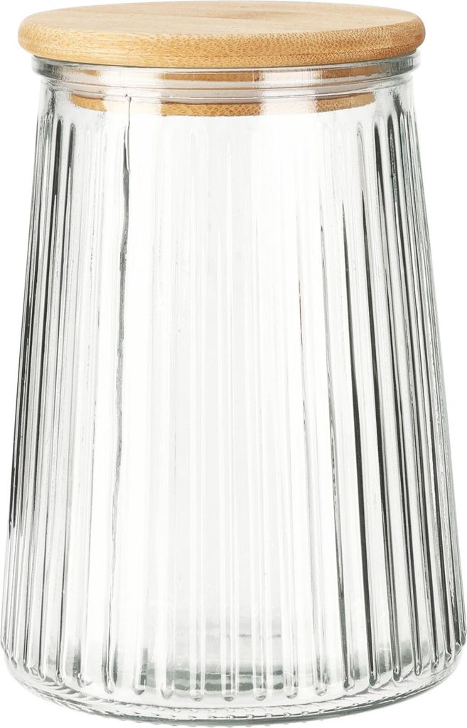 Récipient en verre avec couvercle en bambou, fermeture Image du produit 