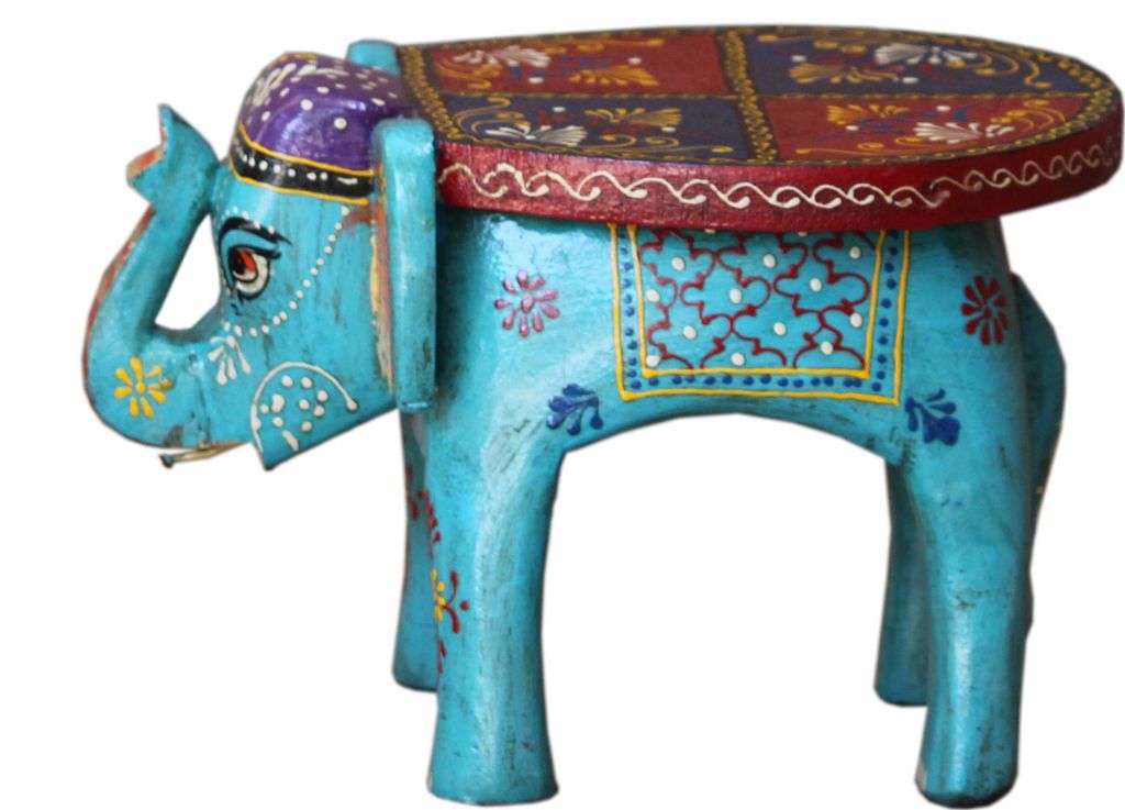 Deko Elefant - Türkis, Mehrfarbig, Holz, 25*30*20 cm, Dekoobjekte