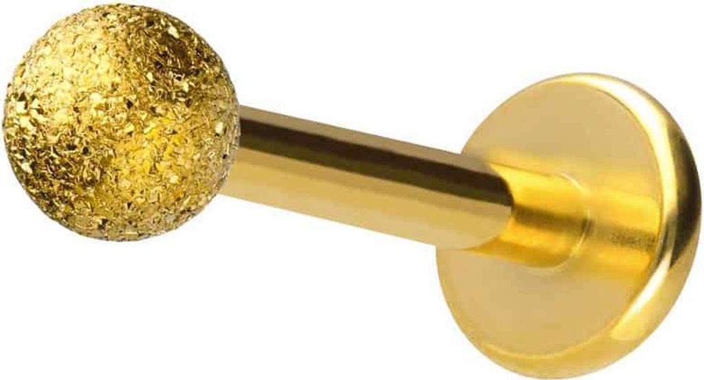 Ohrpiercing, Nasenpiercing Chirurgenstahl Labret DIAMANTOPTIK Gold Stablänge: 10mm | Stabstärke: 1,2mm