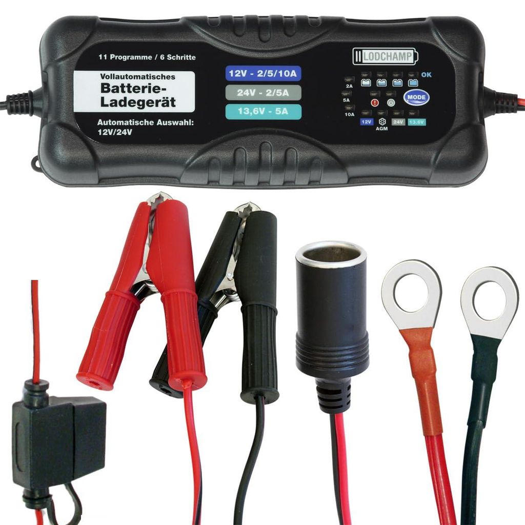 LODCHAMP, 10A/5A Intelligentes Batterieladegerät, 12V/24V Produktbild 