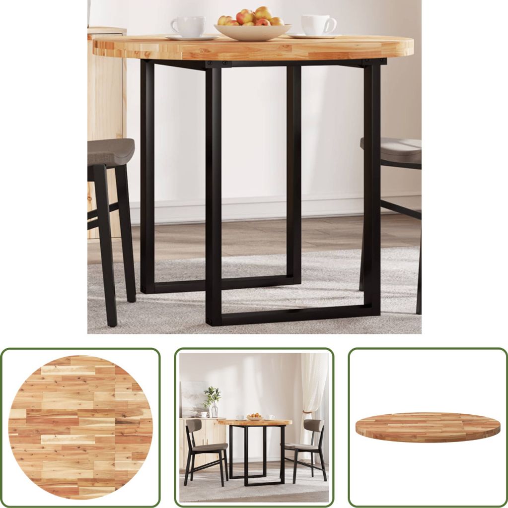 The Living Store Tischplatte Rund Ø90x4 cm Massivholz Akazie
