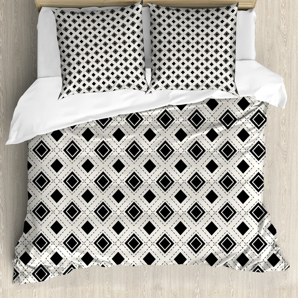 Copripiumino ABAKUHAUS 200x200 Triangoli Bianco e Nero Anallergico