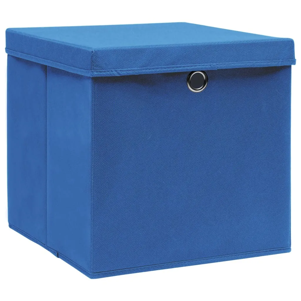 Cubes de rangement en tissu bleu avec couvercles lot de 4 pièces 32cm