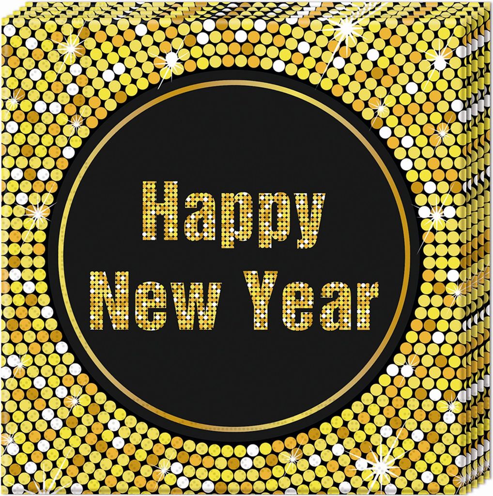 20 Servietten Happy New Year Retro Produktbild 