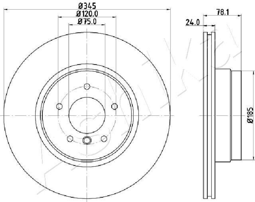 2x ASHIKA Bremsscheibe 61-00-0130 hinten für BMW X5 (E70) X5 (F15 F85) 78 5mm