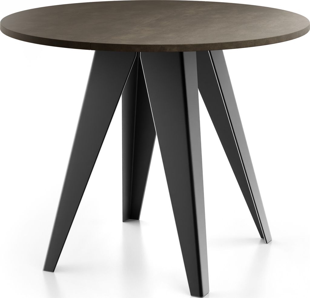 Esstisch Glory im Industriestil - Modern, Rund - Ausziehbar von 90 cm bis 130 cm, mit Pulverbeschichteten Metallbeinen, Tisch für Kleine Küche - ...