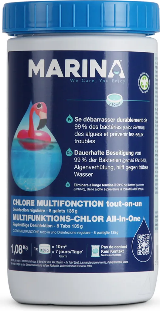 Marina Cloro Multifunzione 5 in 1 per Piscina Bimbi 10m³ - 1.08kg