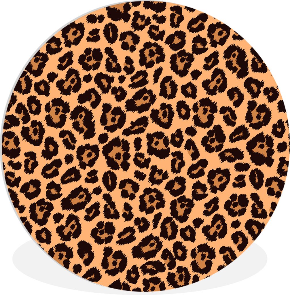 MuchoWow Rundes Wandbild - Runde Bilder Pantherdruck auf Orange Ø 60 cm Kreis Wanddekoration Kunststoff - Wandkreis - Wandschmuck - Wand Kreis -...