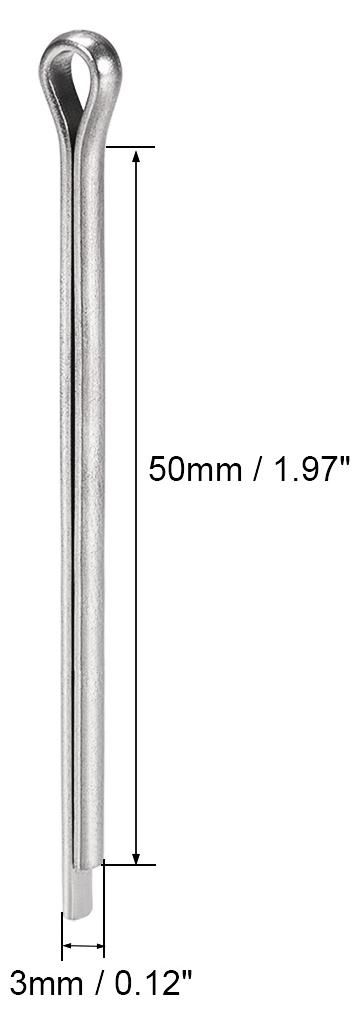 15Stk.Geteilter Splint 3mm x 50mm 304 Edelstahl 2 Zinken Schlš¹ssel Silber