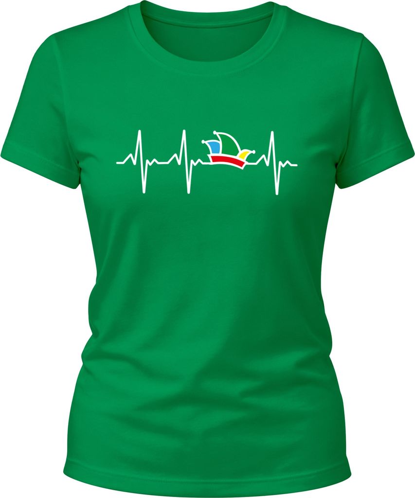 Damen T-Shirt Fasching Karneval Narrenkappe EKG Verkleidung Faschingskostüme Frauen Kostüm-Ersatz Moonworks