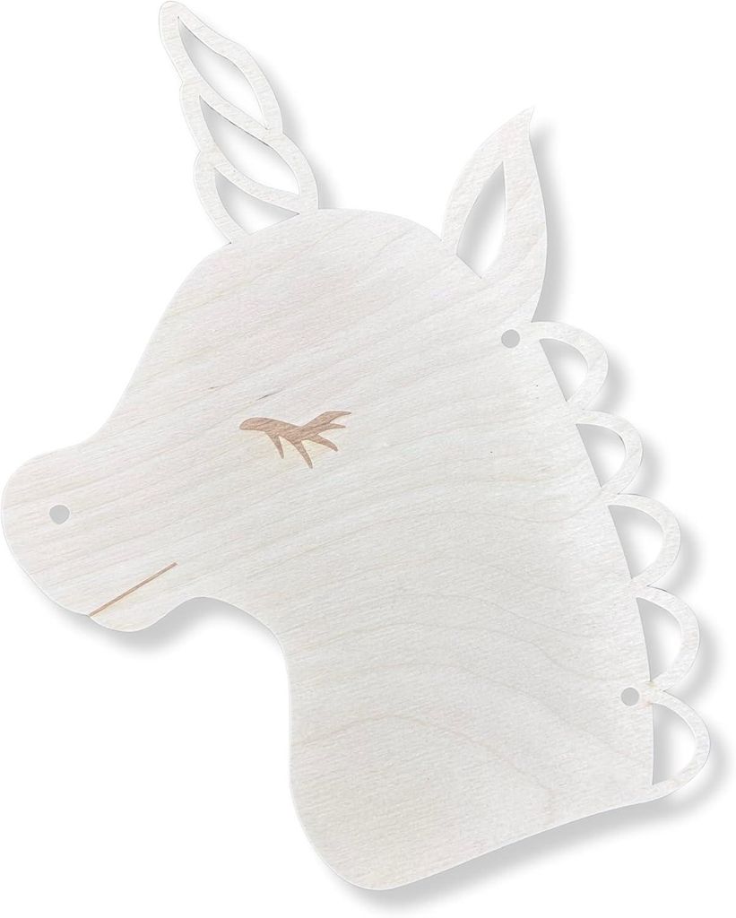 MiL4 Holz Basis Einhorn 26 cm – Lasergeschnittene Makramee & Traumfänger Vorlage – Sperrholz 3 mm – DIY Bastelbedarf