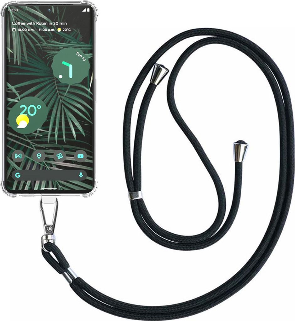 Handyhülle geeignet für Google Pixel 6 Pro Transparent ShockProof mit abnehmbarem Universal Lanyard - Schutzhülle Silikon ShockProof mit Lanyard...