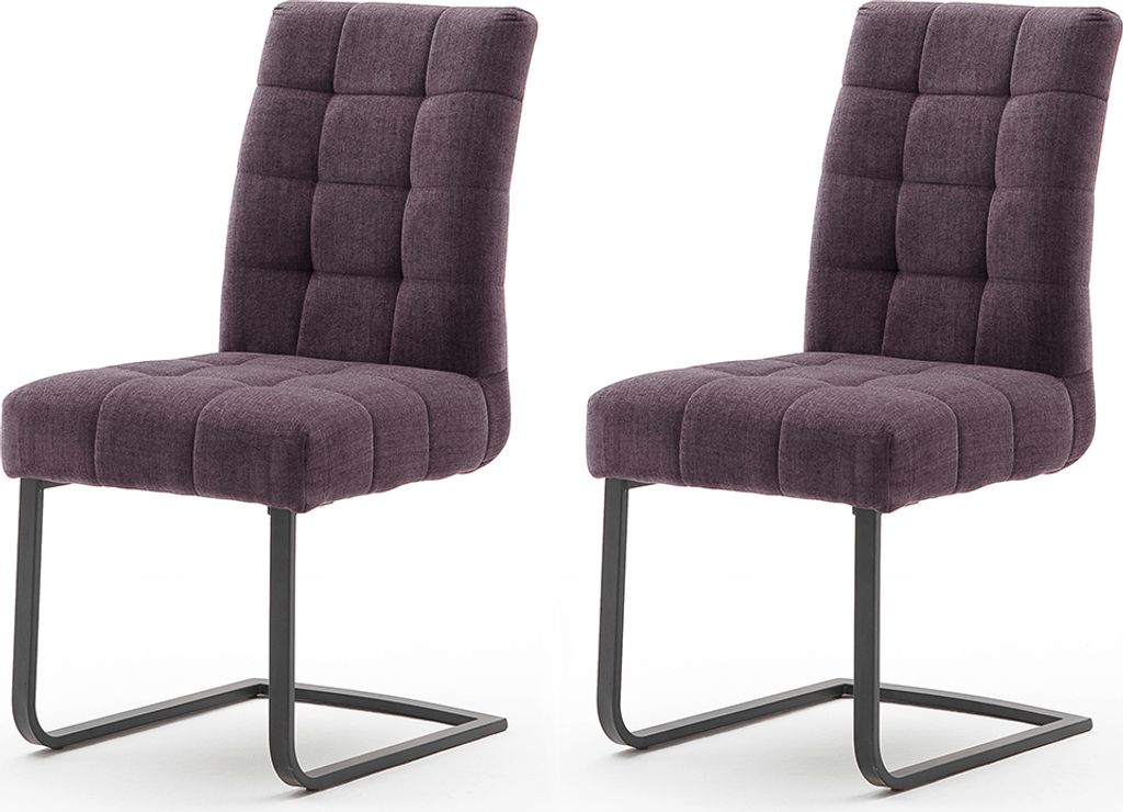 Esszimmerstühle Freischwinger 2er Set mit Metallgriff in merlot SVELVIK-05, B/H/T ca. 48/96/64 cm