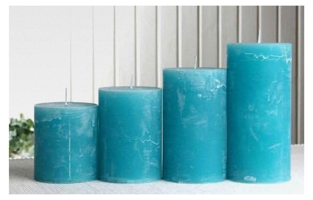 Birsppy Rustik-Stumpenkerzen-Adventsset, groß, 7 cm Ø, Aqua-türkis