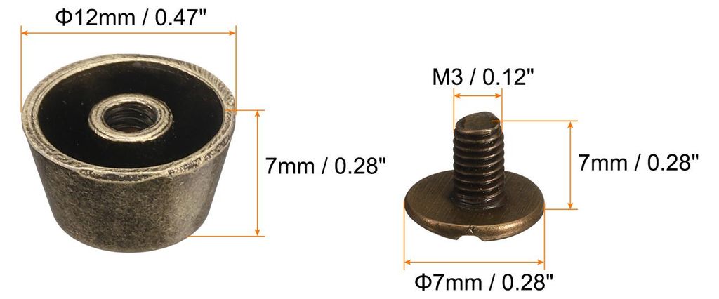 30 Set Leder Nieten 12 x 7mm Doppelkappe Hohlnieten Hornschrauben Zubeh?r mit Metall Schraubnieten Rš¹cknieten Punk fš¹r Gš¹rtel Dekoration K...