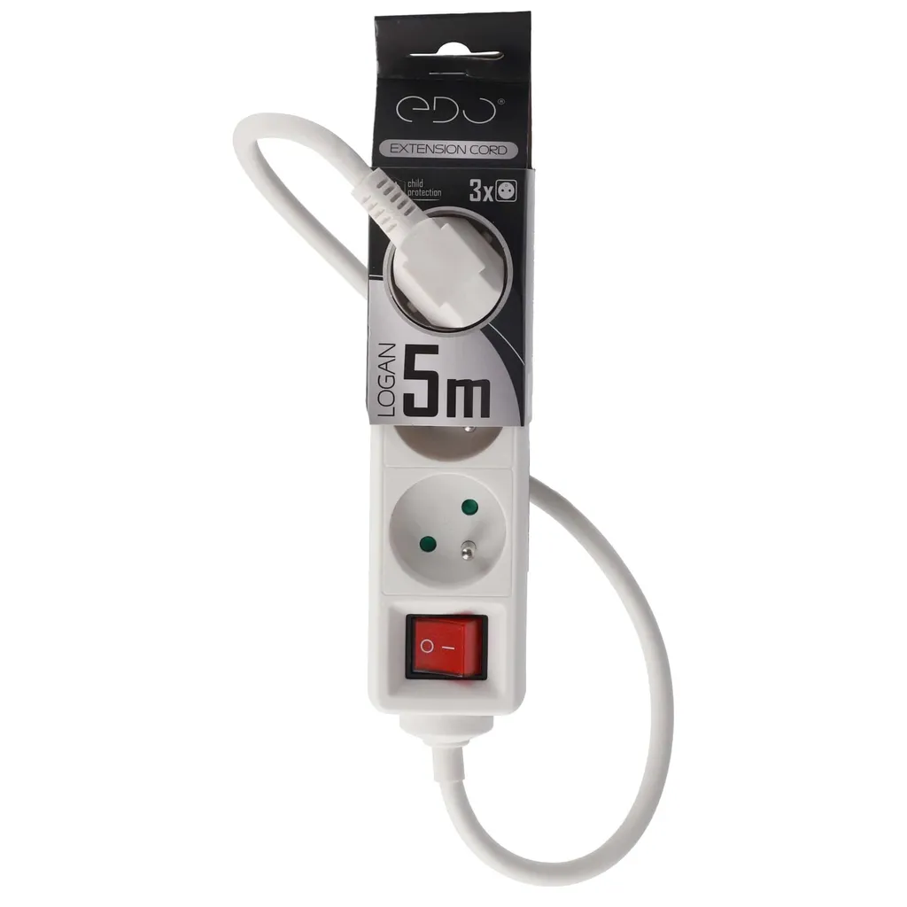 LOGAN Cavo di terra portatile bianco da 5 m con interruttore EDO777562