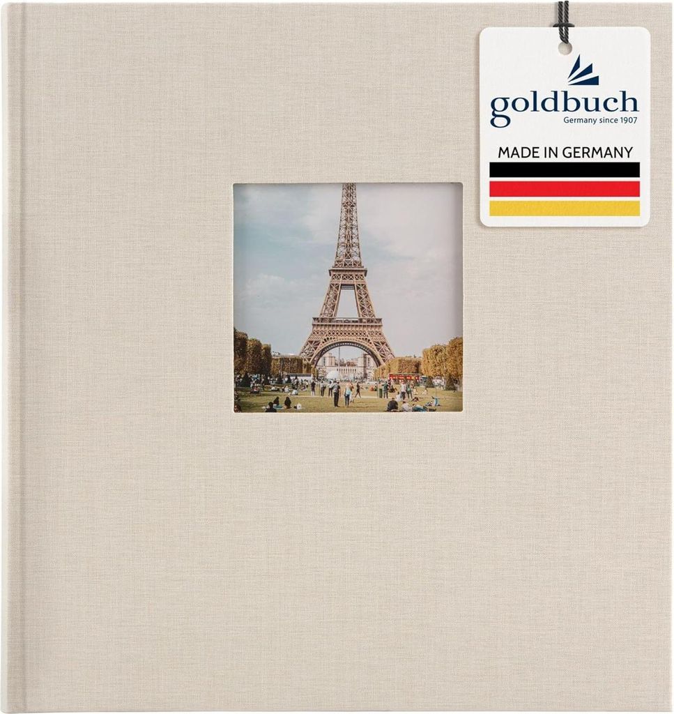 Fotoalbum mit 60 Seiten - ideal für Erinnerungen - sandgrau - Leinen