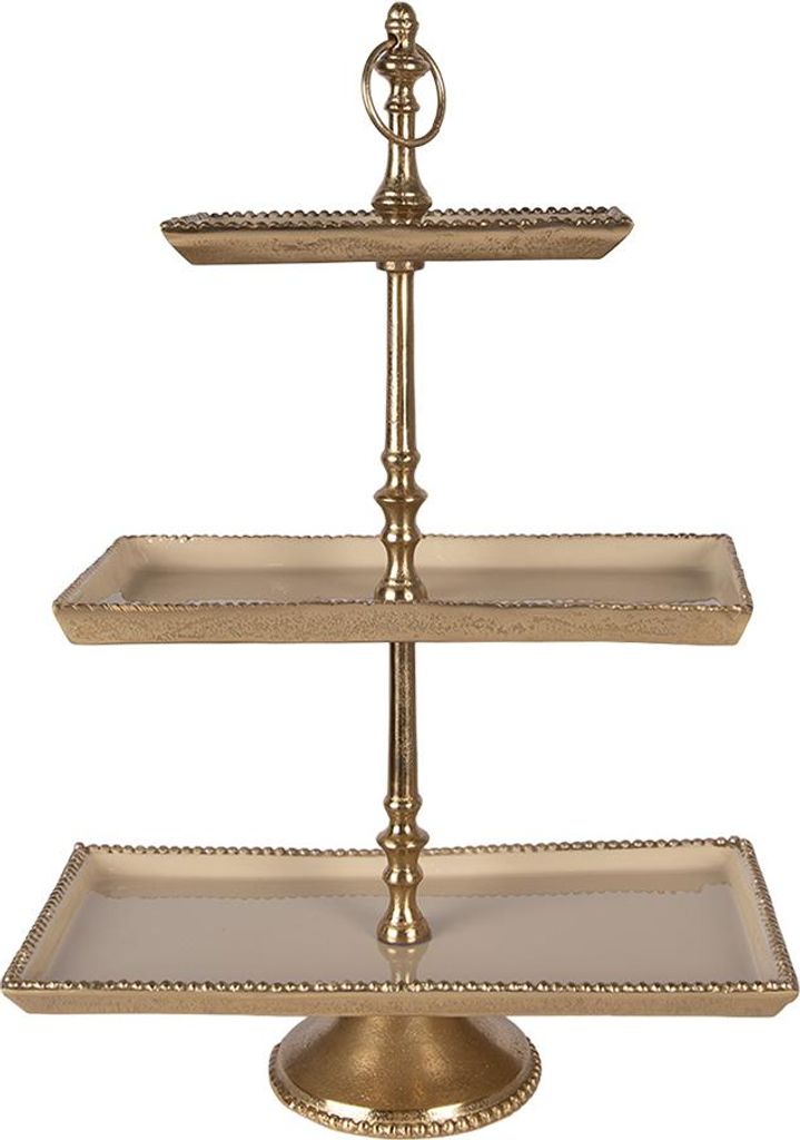 Clayre & Eef 3-Schicht-Etagere 34x17x50 cm Beige Aluminium