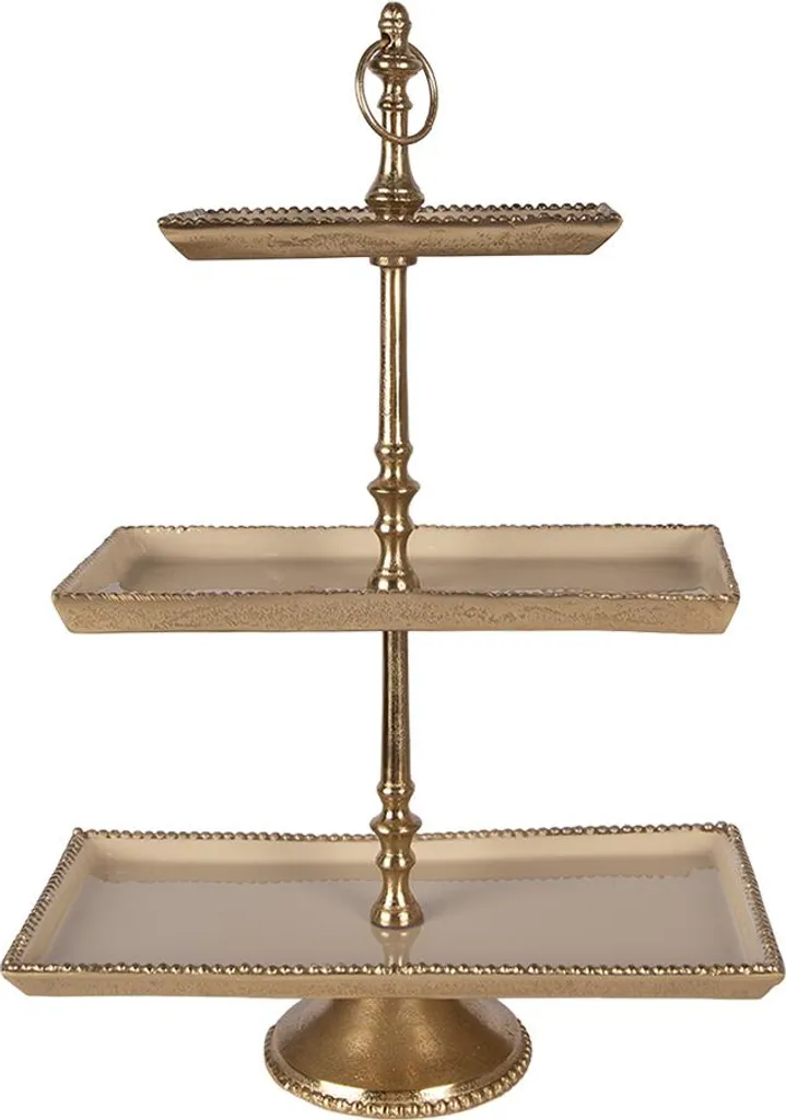 Etagere Shabby Chic Clayre & Eef Alluminio Beige - Alzatina 3 Livelli