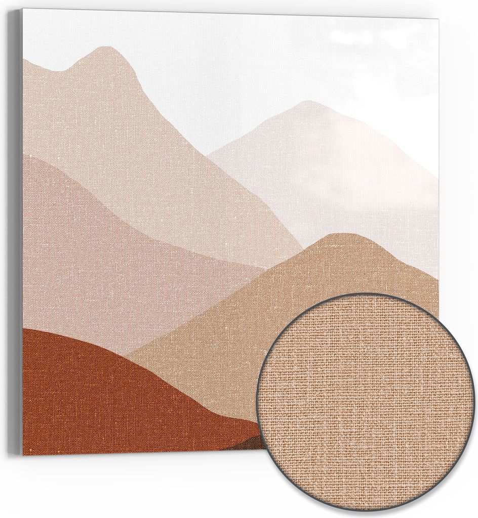 DEQOART Hybrid Leinwand Bild 30x30 cm 'Stille Bergessenz' Wandbild Glas flach modern