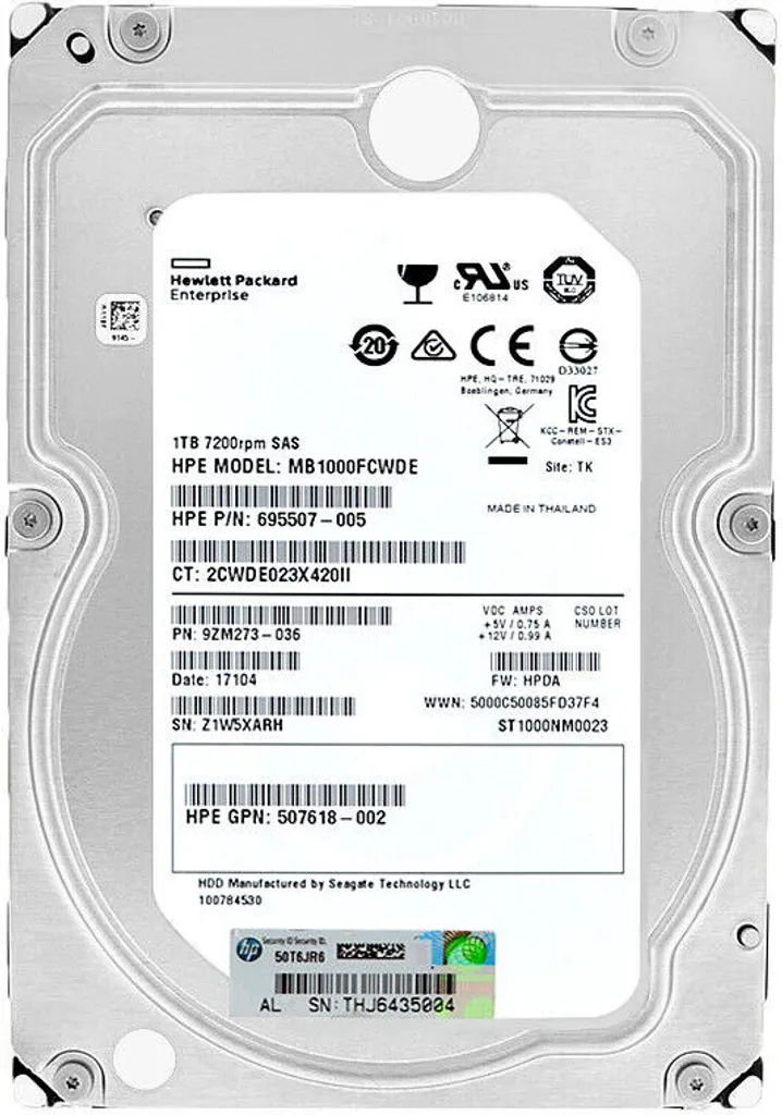 Disco Rigido Hp Mb1000Fcwde 1Tb 3,5'' 6G Dp Sas 7,2K 695507-005
