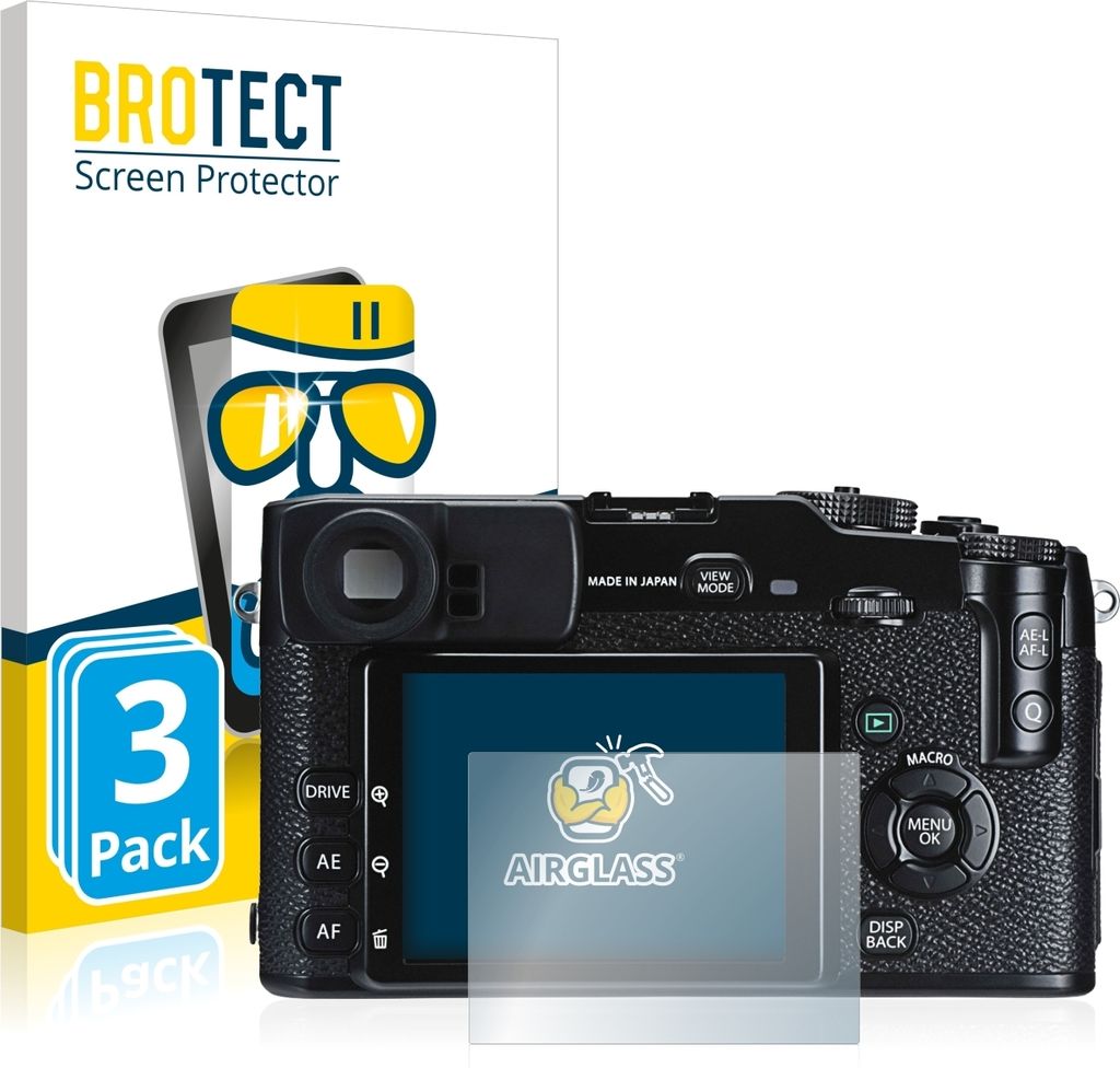 3x BROTECT Schutzglas für Fujifilm X-Pro1 Schutzfolie Panzer Folie Glas Display Schutz klar