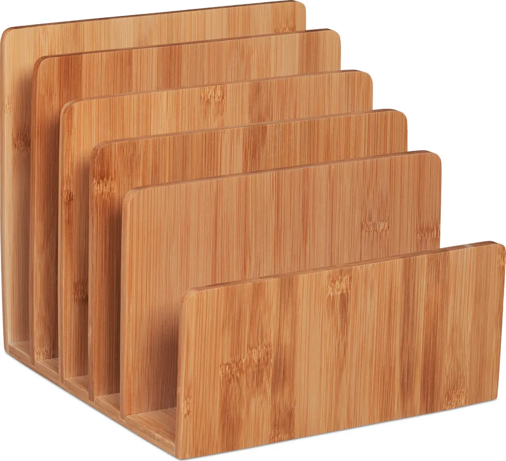 Porte-documents design en bambou robuste avec rangement multi-niveaux - 9