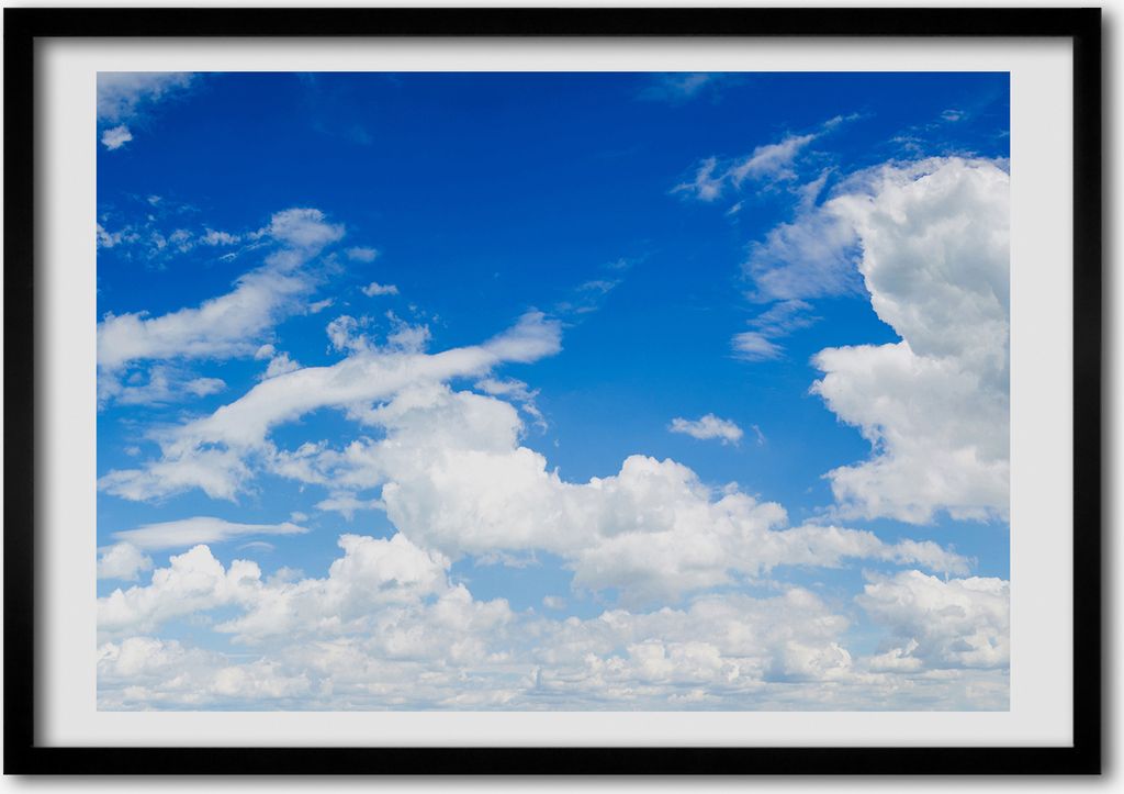 Bild - Bilder - Bilderrahmen - 70 cm x 50 cm - MDF-Rahmen, Wandkunst Wolken im Himmel