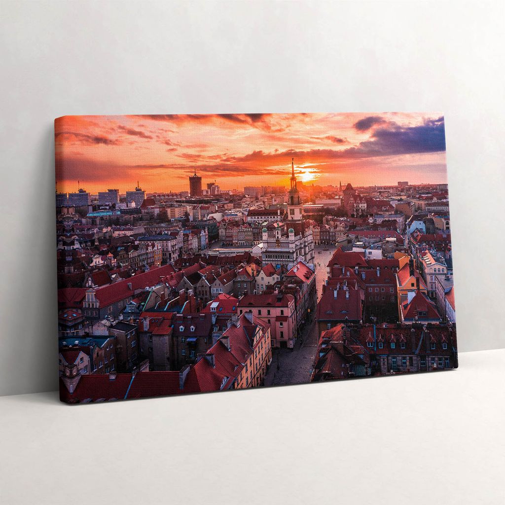 Poznań-Panorama – Leinwandbild Wandbild – 30x20 cm – Leinwandbilder – Wandbilder – Schlafzimmer – Flur