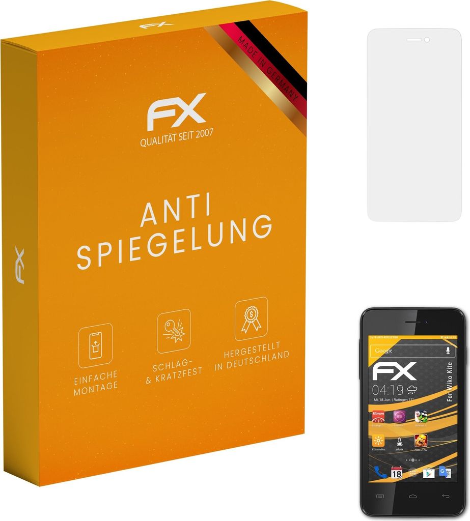 atFoliX FX-Antireflex 3x Schutzfolie kompatibel mit Wiko Kite Displayfolie