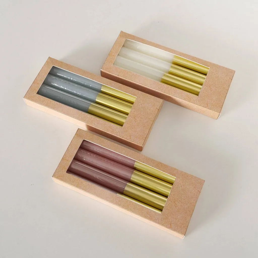 Set 4 Candele Colorate con Vassoio Oro - Arredo Casa Elegante Online - 6
