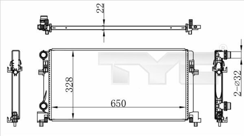 TYC 737-0073 - OE 5Q0121251EA Kühler, Motorkühlung für A3 (8V), Q2 (GA), Ateca (KH), Leon (5F), Octavia III (5E), Yeti (5L), Golf VII, T-ROC, To...