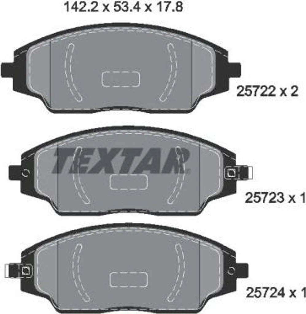 Jeu de plaquettes de frein à disque TEXTAR 2572201 compatible Aveo