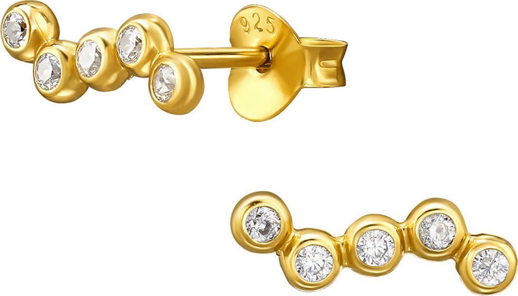 Ohrstecker Zirkonia Zick-Zack: Goldene Ohrringe aus Silber 925