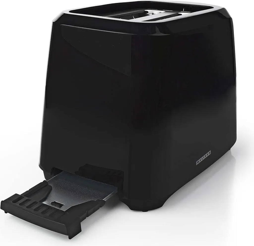 Grille-pain noir compact 2 fentes 700W pour le petit-déjeuner rapide