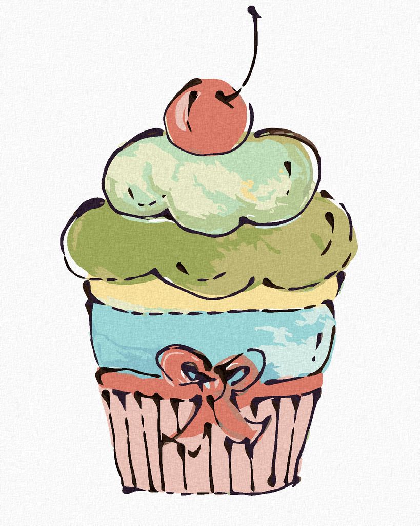 Zuty - Malen nach Zahlen - CUPCAKE MIT ROSA KIRSCHE (HALEY BUSCH), 40x50 cm, ohne Keilrahmen