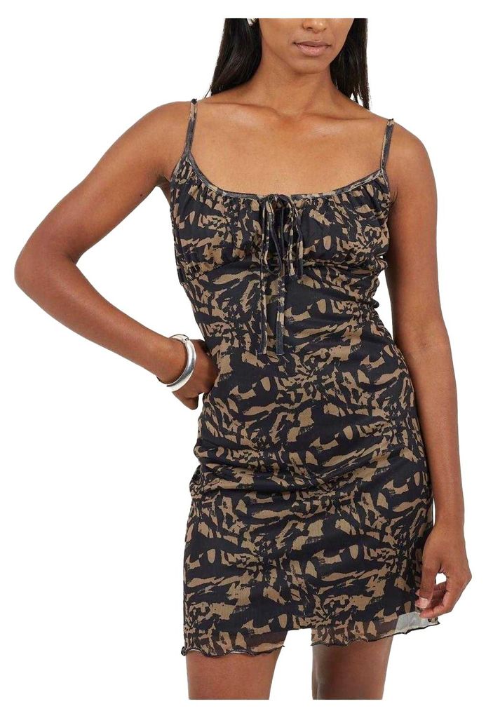 Brave Soul - Minikleid für Damen, Spaghetti-Träger GT16942 (34 DE) (Beige/Schwarz)