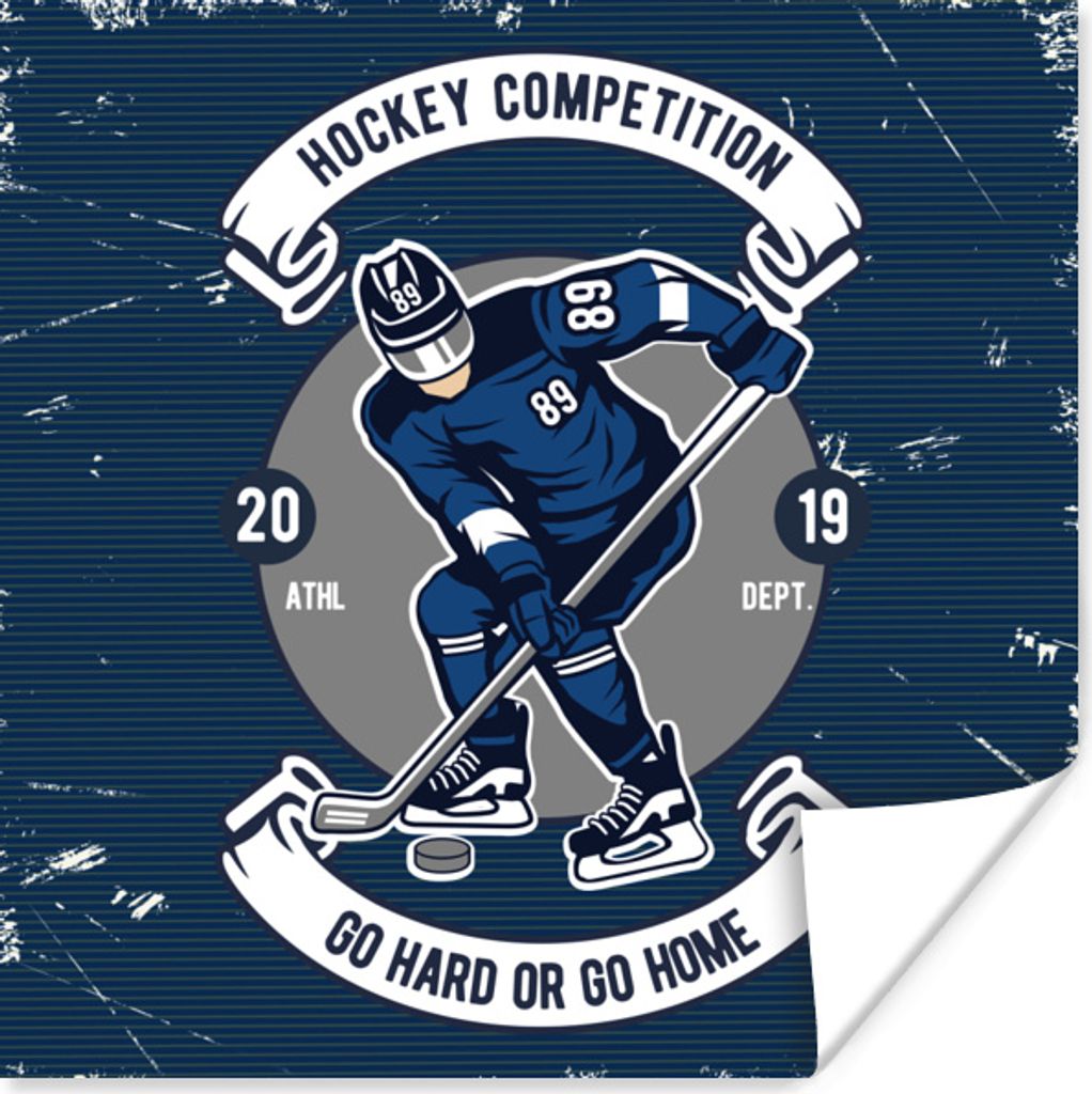 MuchoWow Poster Eishockey - Jahrgang - Puck 75x75 cm - Wand Dekoration