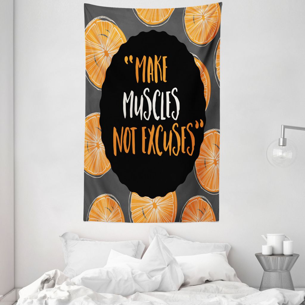 ABAKUHAUS Fitness Wandteppich und Tagesdecke, make Muskeln aus Weiches Mikrofaser Stoff Waschbar ohne Verblassen Digitaldruck, 140 x 230 cm, Charco...