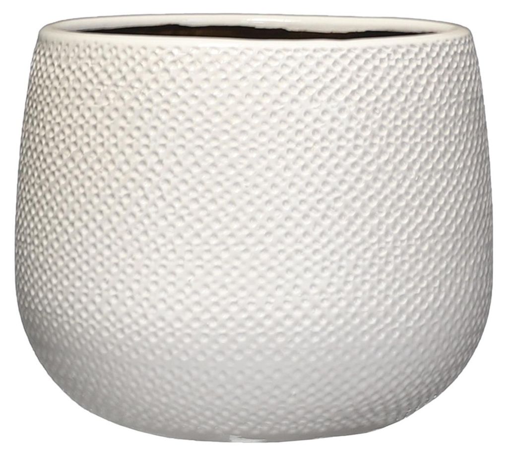 Mica Decorations Blumentopf - weis - Keramik - Rillen - D18 x H16 cm