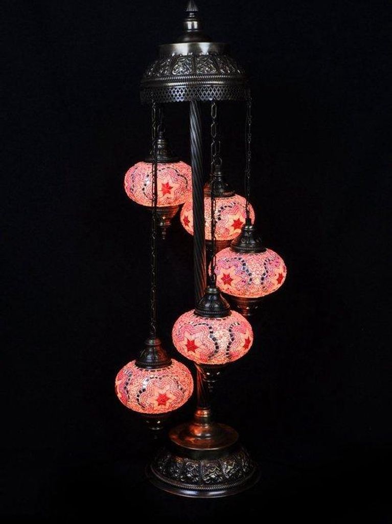 Lampada da terra a mosaico turca realizzata a mano in vetro Immagine del prodotto 