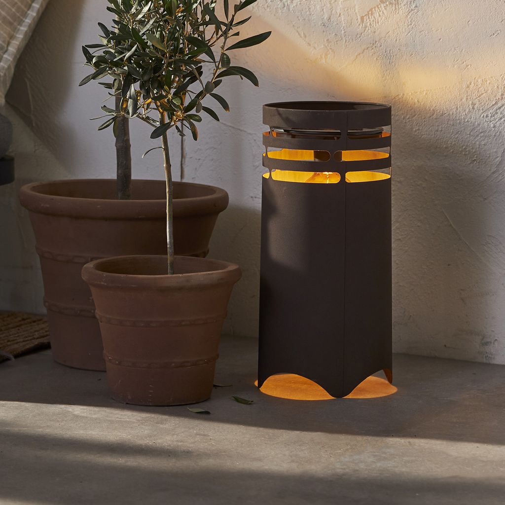 Star Trading LED-Solarleuchte Marron 40 cm USB und Solar Metall braun