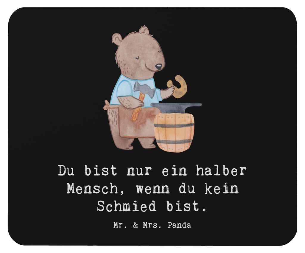 Mr. & Mrs. Panda Mouse Pad Schmied Herz - Schwarz - Geschenk, Mauspad, pc mousepad, mousematte