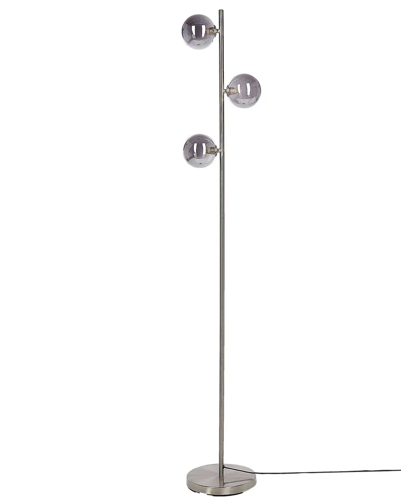 Lampadaire anti-éblouissement 3 globes fumés pour éclairage doux salon