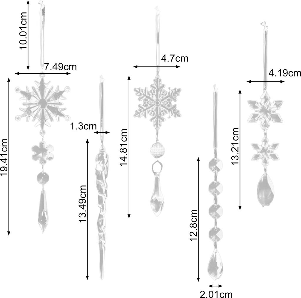 30 Stück Kunstkristall-Weihnachtsornamente, Schneeflocken-Eiszapfen-Dekorationsset, hängende Acryl-Winterwunderland-Baumdekorationen für Kronleu...