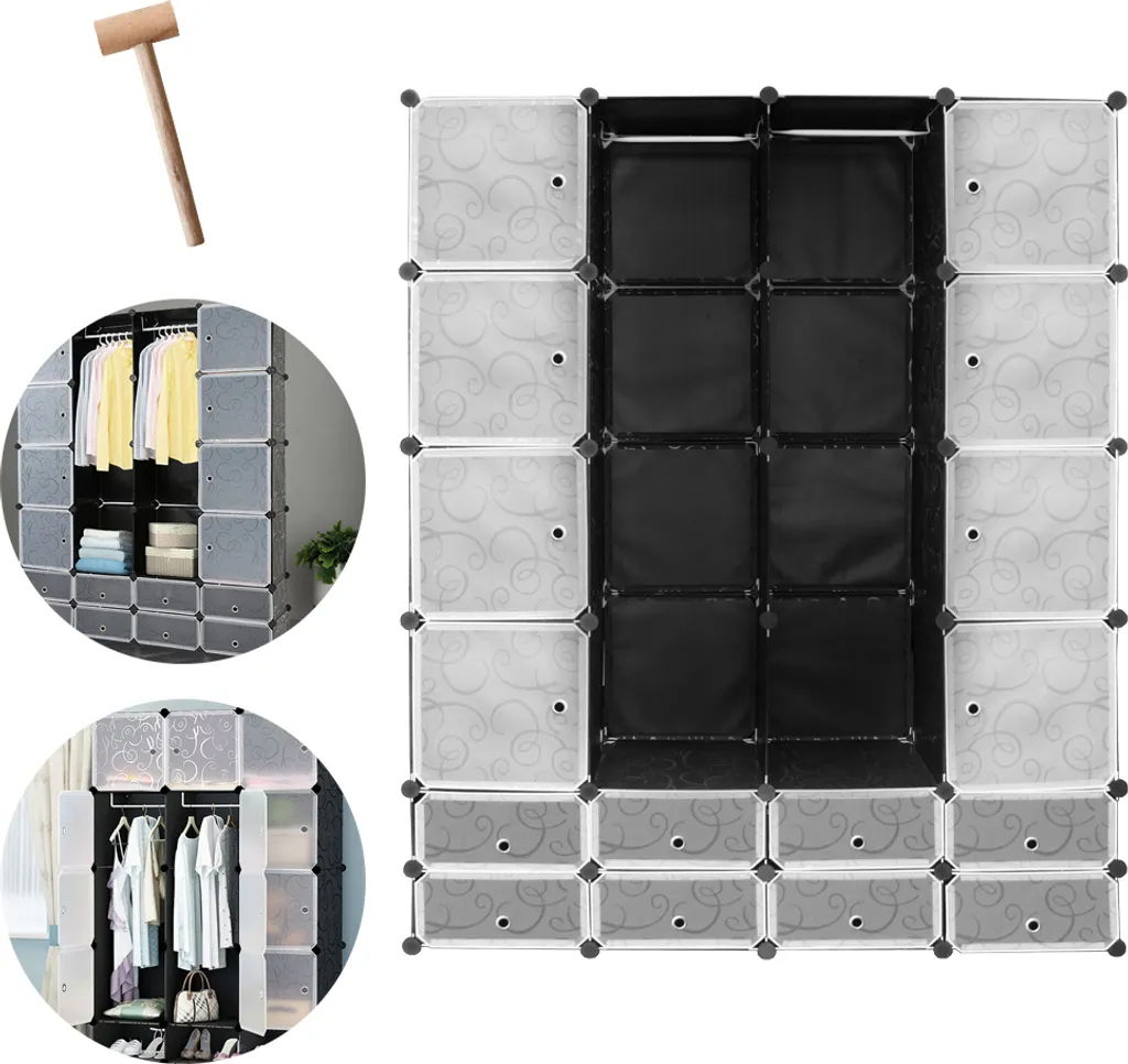 Armadio Componibile Jopassy 16+8 Cubi: Salvaspazio Fai-da-Te Nero 180cm