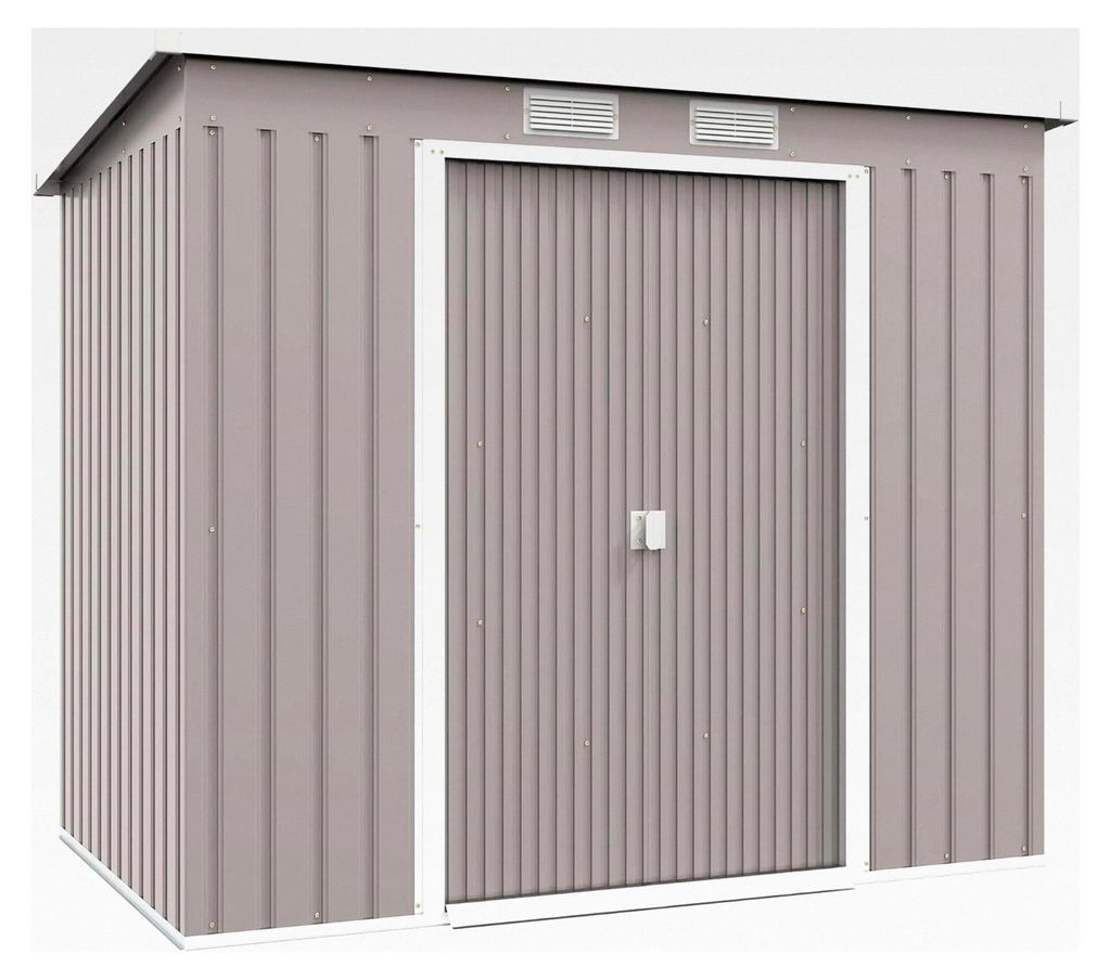 Metallgerätehaus 2,42 m², Geräteschuppen mit Pultdach, abschließbare Doppelschiebetür, Belüftung, Bodenrahmen, 213 x 130 x 172 cm, wetterfest...