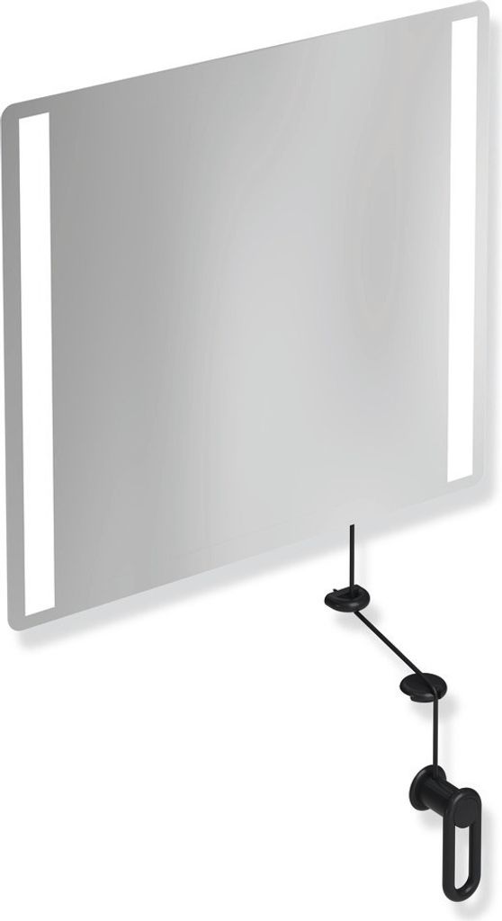 HEWI LED-Kippspiegel basic, matt der Serie 801, mit integrierter LED-Beleuchtung, in HEWI Farbe 90 (Tiefschwarz)